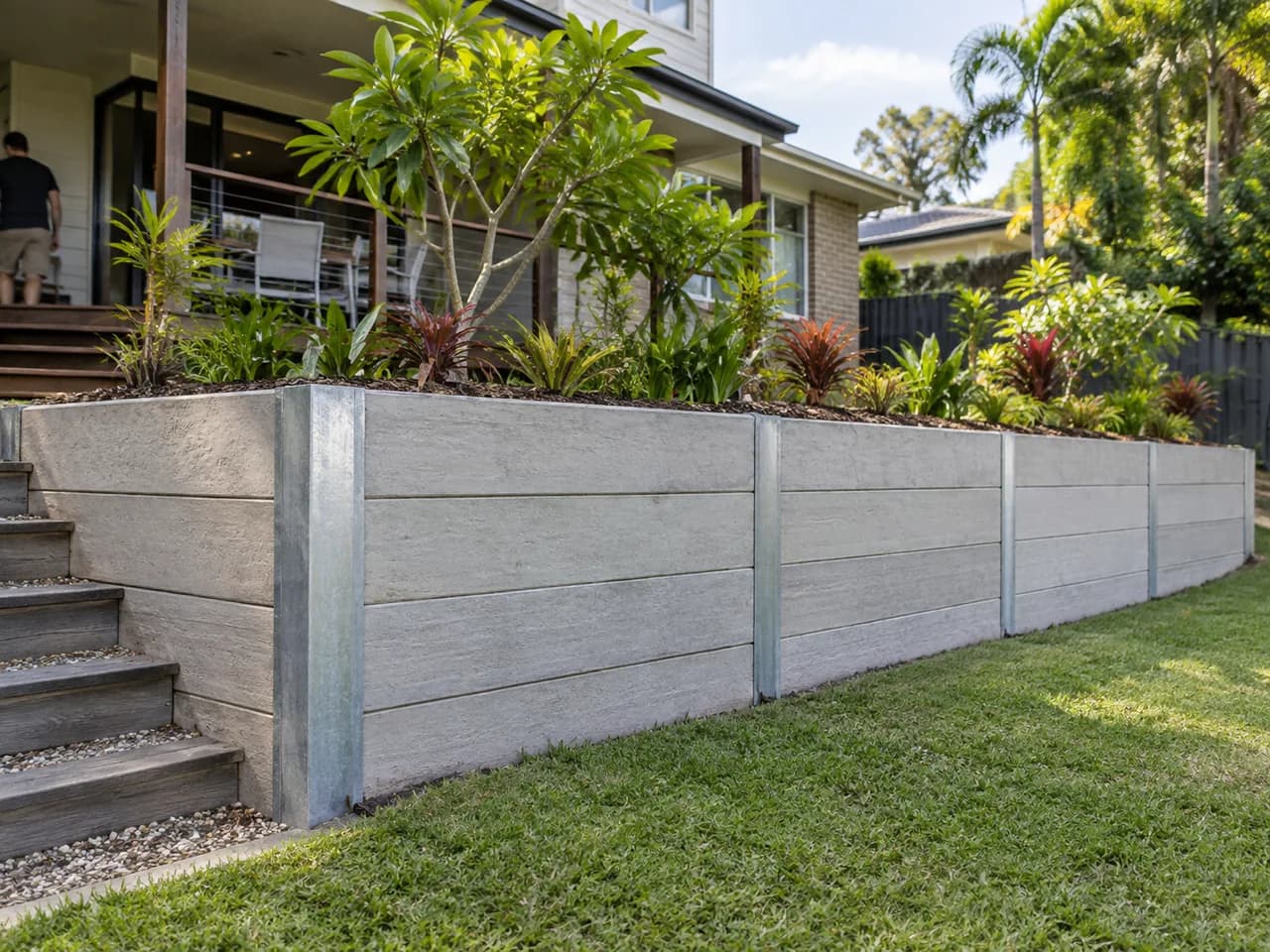 Illustrative concrete sleeper wall type in Brisbane